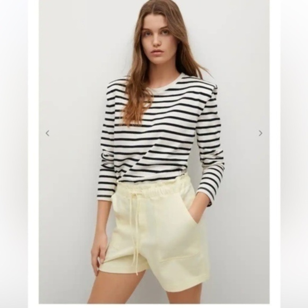 Mango  Yellow High Waist  Shorts S  Summer Beach Confort Cotton